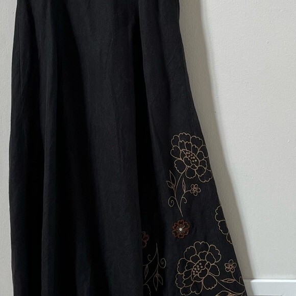 Sisley  Embroidered Midi Linen Dress in Brown 2  NWOT - Picture 8 of 15